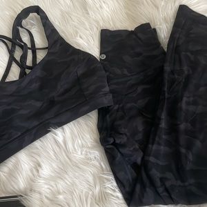 LULU-LEMON camouflage workout running yoga Pilates LEGGINGS SZ 4